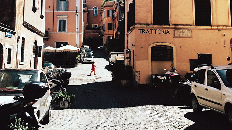 Trattoria sign in central Rome