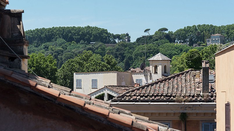 View of the Janiculum Hill from Via dei Cartari rental apartment From Home to Rome